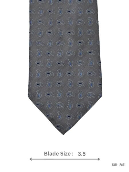 Grey Paisley Print Tie