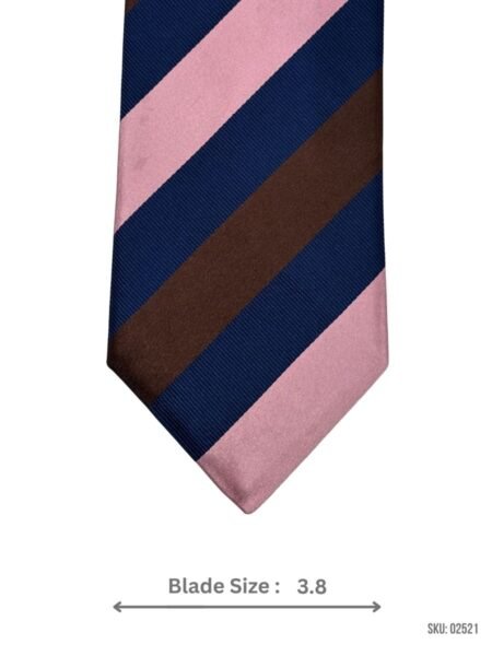 Pink, Navy Blue, and Brown Striped Tie