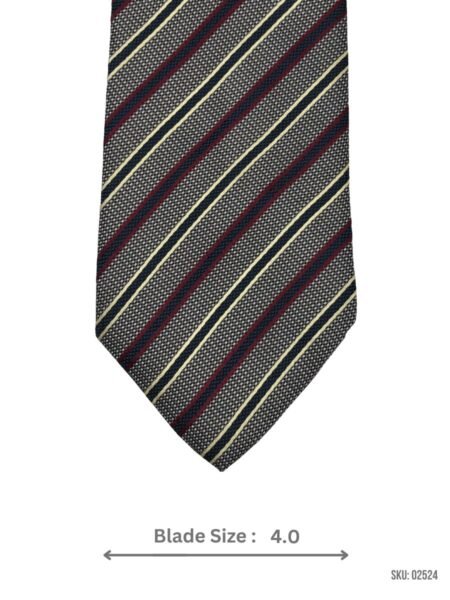 Gray, Burgundy, and Yellow Striped Tie