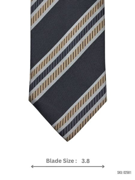 Grey and Golden Striped Tie