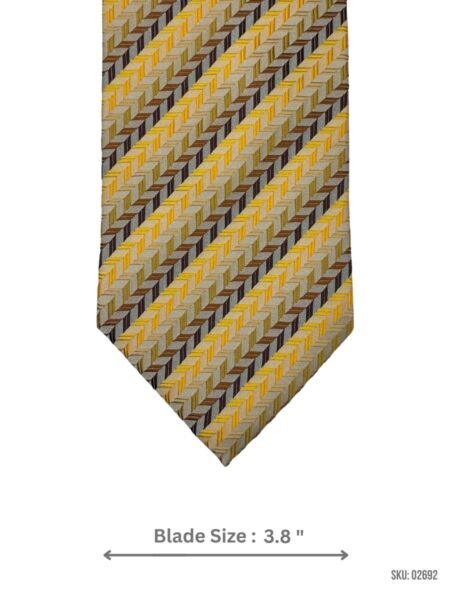 Yellow & Brown Herringbone Striped Tie