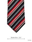 Black, Red, and Grey Striped Tie