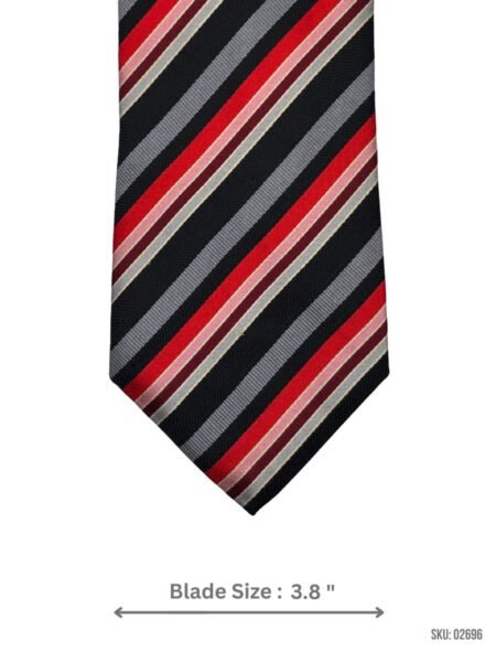 Black, Red, and Grey Striped Tie