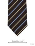 Brown Tie with Beige & Light Blue Diagonal Stripes