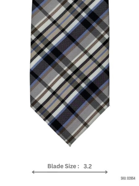 Grey, Olive & Black Plaid Check Tie