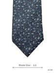 Charcoal Grey Tie with Blue & White Floral Leaf Pattern