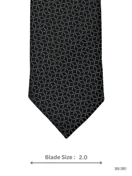 Black Tie with White Geometric Cube Pattern