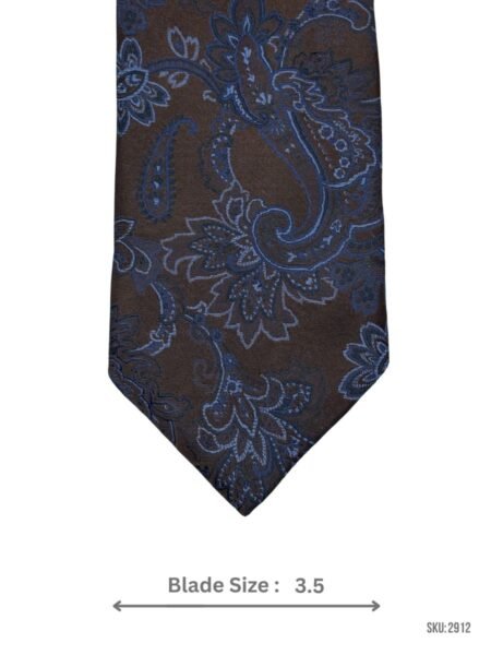 Brown Tie with Blue Paisley Pattern
