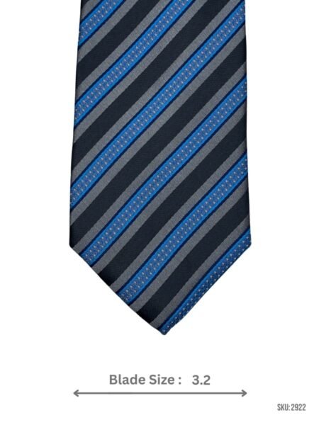 Black Tie with Grey & Blue Diagonal Stripes