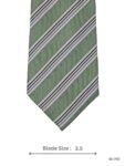 Sage Green Tie with Grey, White & Navy Stripes