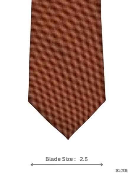 Rust Orange Tie with Black Micro Check Pattern
