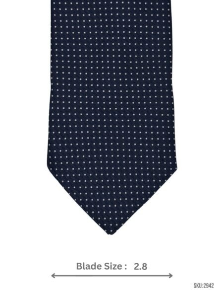 Navy Blue Tie with White Micro Dot Pattern