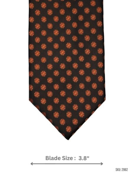 Black Tie with Orange Floral Pattern