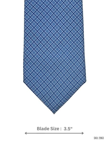Light Blue Tie with Navy Crosshatch Lattice Pattern
