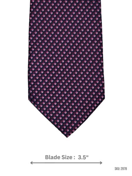 Navy Tie with Pink Micro Check Pattern
