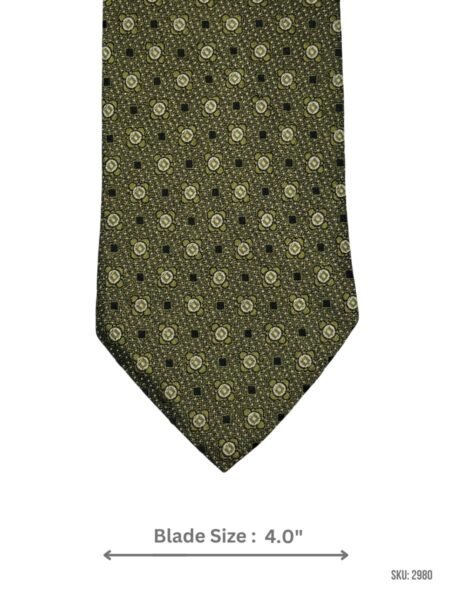 Olive Green Tie with Floral Pattern