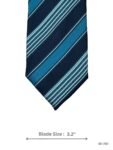 Navy Blue Tie with Teal & Light Blue Stripes