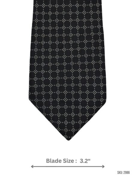 Black Tie with White Dotted Circle Geometric Pattern