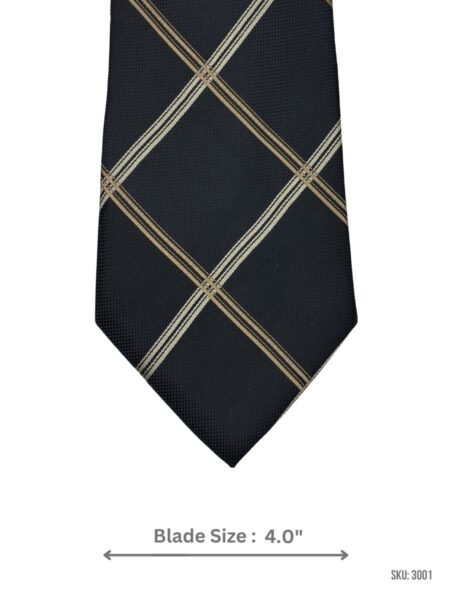Black Tie with Tan & Cream Check Pattern