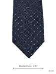 Navy Tie with Grey Medallion Circles and White Pinwheel Motifs