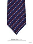 Navy Tie with Red, Blue, Purple & White Houndstooth Pattern