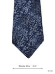 Navy Blue Tie with Light Blue & Grey Leaf Floral Pattern