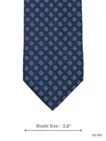 Navy Blue Tie with Bright Blue Micro Dot Pattern