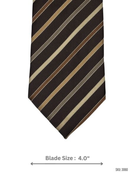 Brown Tie with Beige and Tan Diagonal Stripes