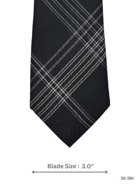 Black Tie with White Plaid Pattern