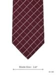 Burgundy Tie with White Grid Pattern