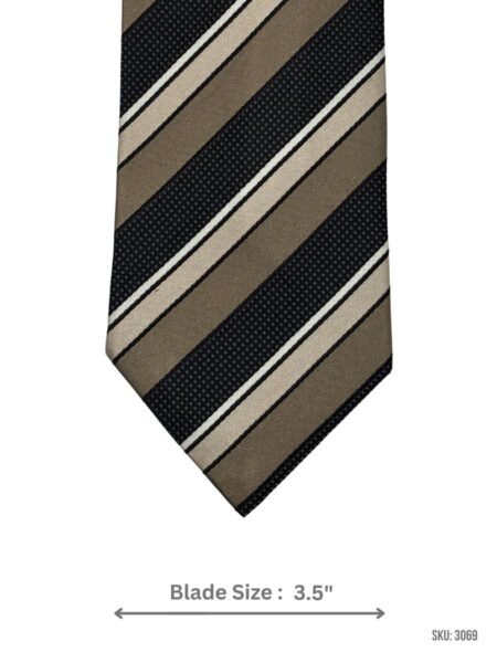 Black Tie with Taupe & Brown Diagonal Stripes