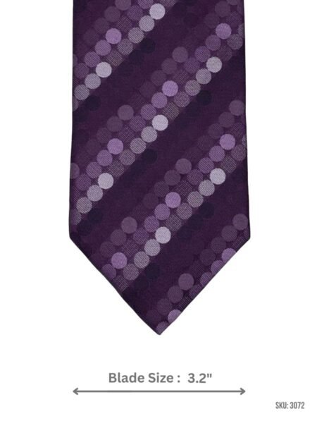 Deep Purple Tie with Lavender & Grey Dot Stripe Pattern