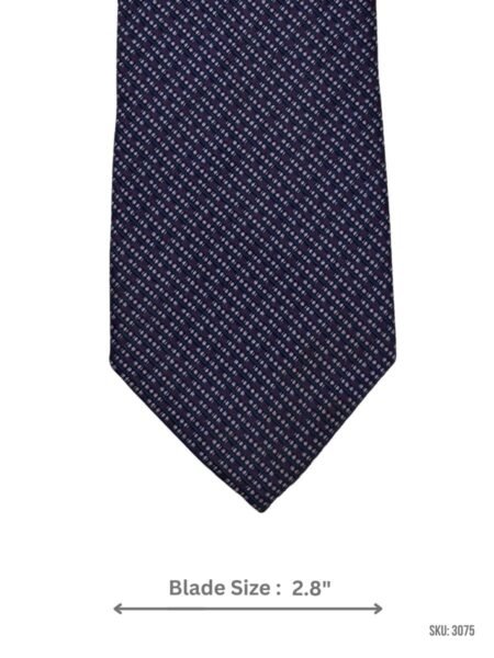 Navy Blue Tie with White & Purple Micro Diamond Pattern