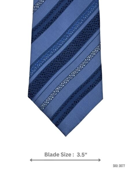 Light Blue Tie with Navy Textured Diagonal Stripe Pattern