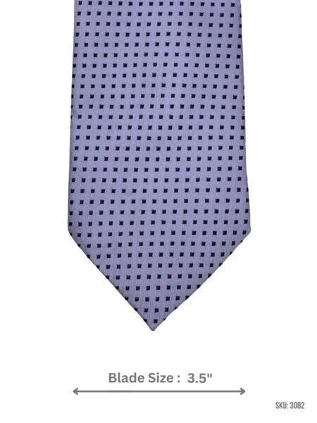 Light Lavender Tie with Navy Micro Square Pattern