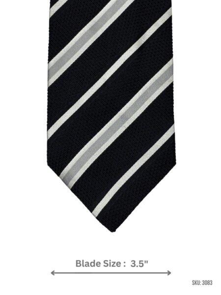 Black Tie with Silver Diagonal Stripes