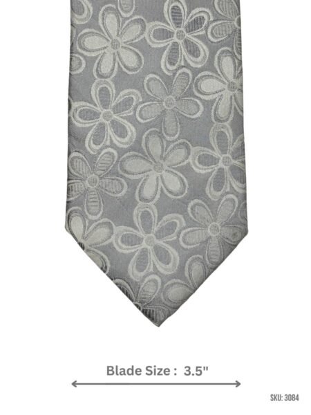 Silver Tie with Floral Pattern