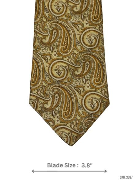 Gold Tie with Brown and Beige Paisley Pattern