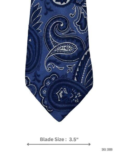 Royal Blue Tie with Light Blue and White Paisley Pattern