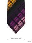 Black Tie with Purple, Pink and Yellow Plaid Pattern
