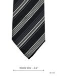 Black Tie with White, Silver Gray and Charcoal Diagonal Stripes