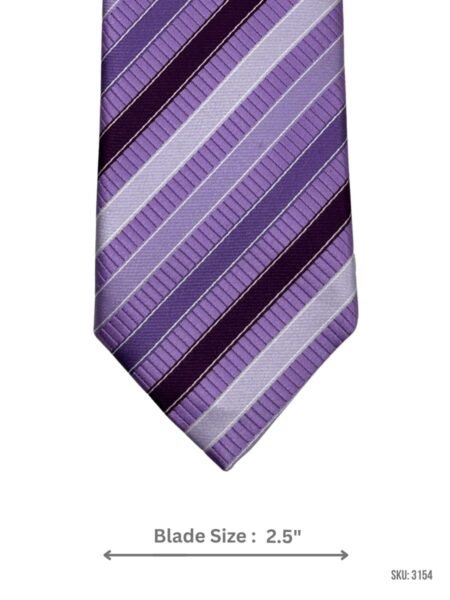 Lavender Tie with White and Dark Purple Diagonal Stripes