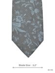 Gray Tie with Light Blue Floral Pattern and Diagonal Stripe Texture