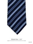 Navy Blue Tie with Light Blue and White Diagonal Stripe Pattern