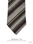 Brown Tie with Beige, Light Gray and White Diagonal Multi-Stripe Pattern