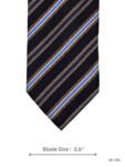 Black Tie with Brown, Light Blue and White Diagonal Stripe Pattern