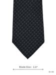 Black Tie with Charcoal Gray Diagonal Micro-Grid Textured Pattern