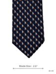 Navy Blue Tie with White and Brown Repeating Triangle Geometric Pattern