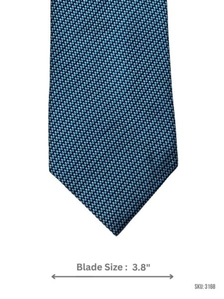 Navy Blue Tie with Light Blue Micro-Check Woven Texture Pattern