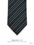 Black Tie with White and Light Gray Diagonal Stripes